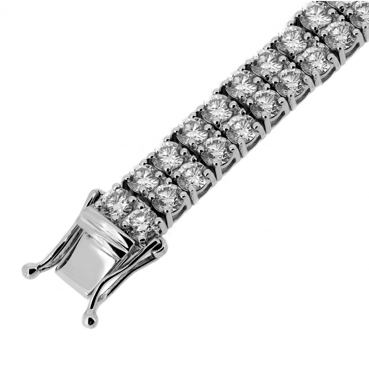 18ct white gold 11.70ct round brilliant diamond 2 row bracelet