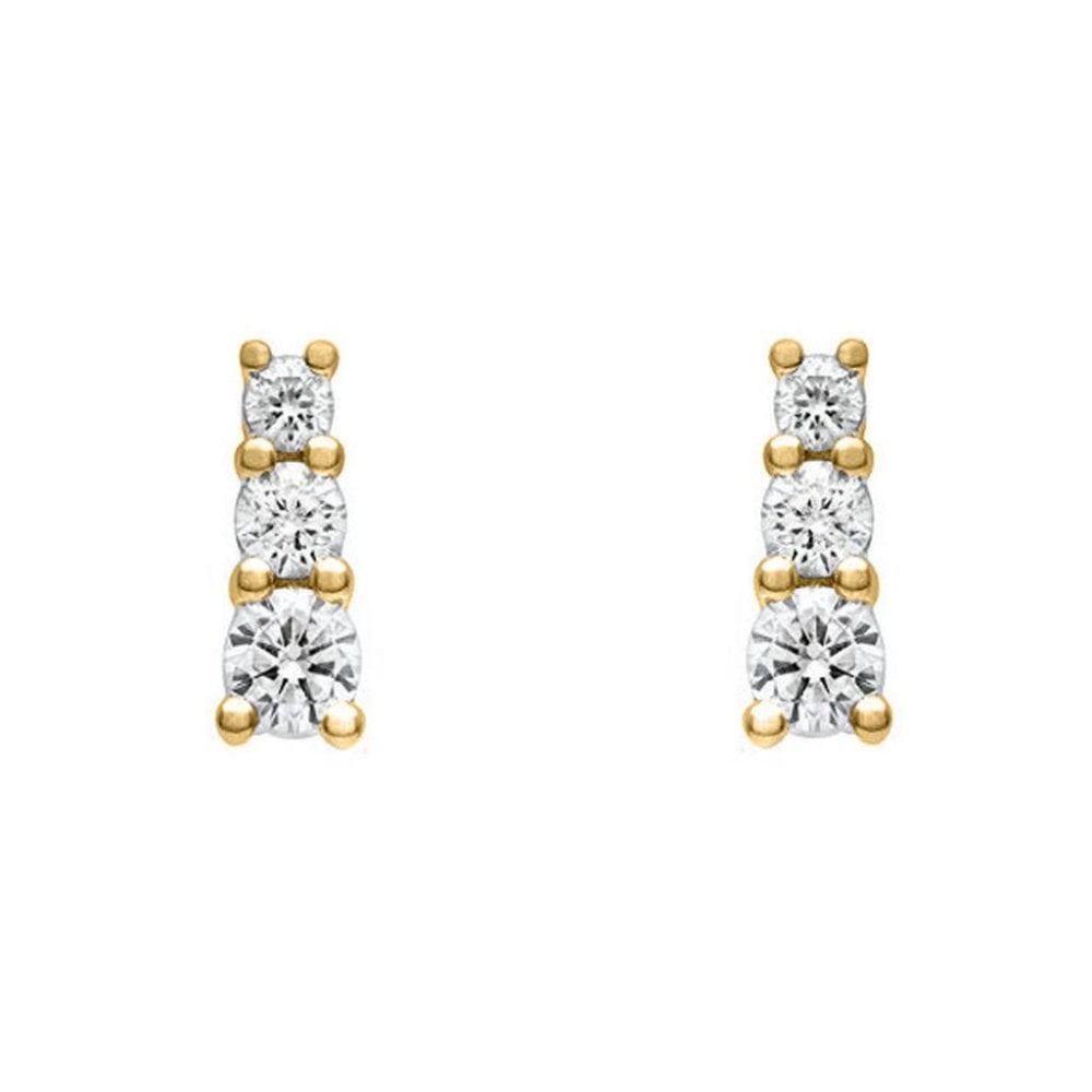 18ct yellow gold 0.33ct round brilliant diamond trilogy earrings