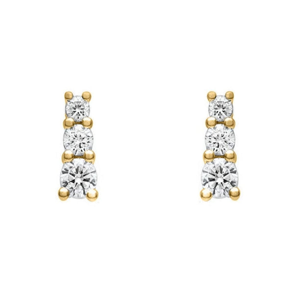 18ct yellow gold 0.33ct round brilliant diamond trilogy earrings