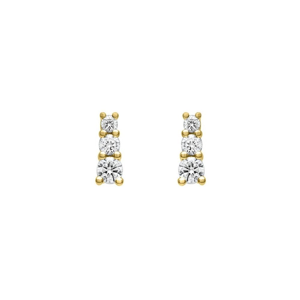 18ct yellow gold 0.50ct round brilliant diamond trilogy earrings