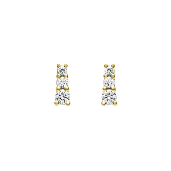18ct yellow gold 0.50ct round brilliant diamond trilogy earrings