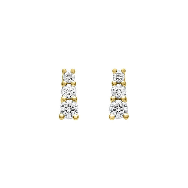 18ct yellow gold 0.75ct round brilliant diamond trilogy earrings