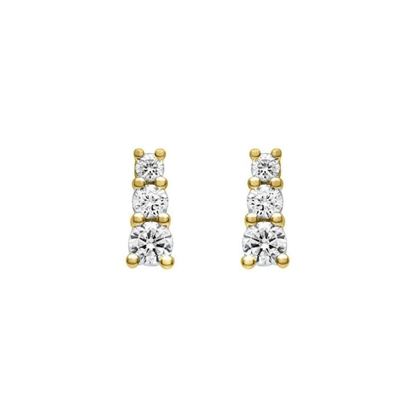 18ct yellow gold 1.00ct round brilliant diamond trilogy earrings