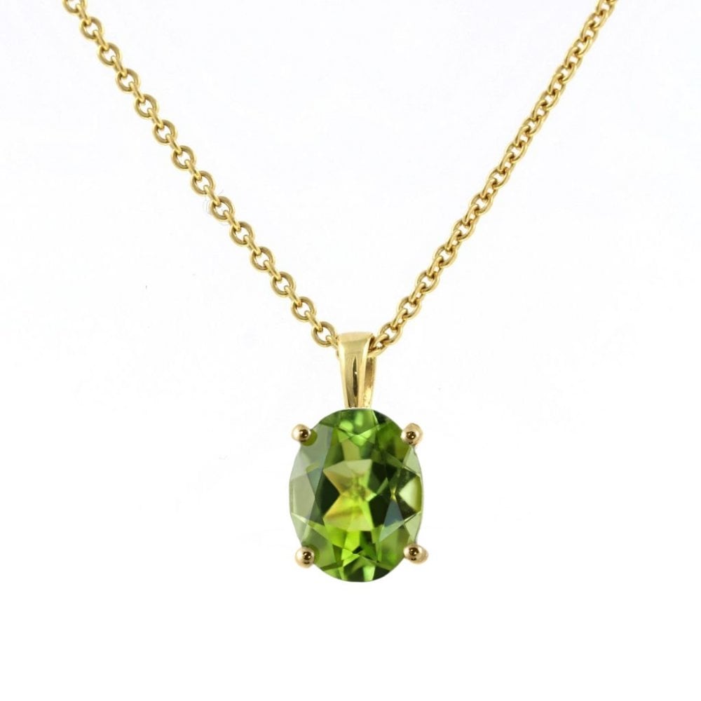 9ct yellow gold 10mm x 8mm oval peridot pendant