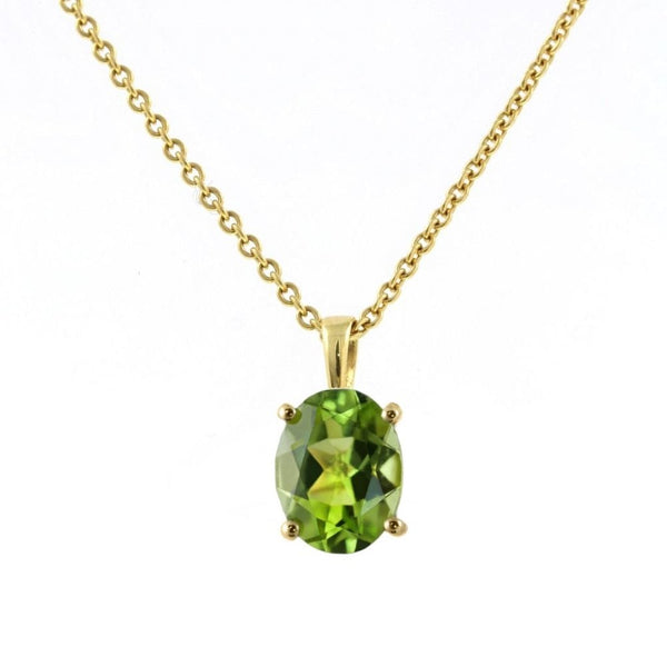9ct yellow gold 10mm x 8mm oval peridot pendant