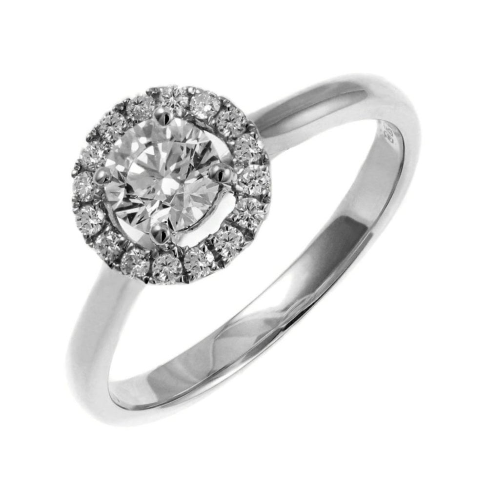 Platinum 0.33ct E VS2 GIA round brilliant cut diamond halo ring