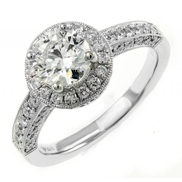 Platinum 1.00ct E VS2 EGL round brilliant diamond Art Deco ring