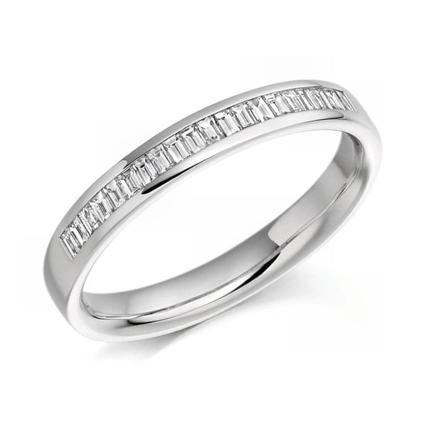 Platinum 0.26ct baguette cut diamond half eternity ring