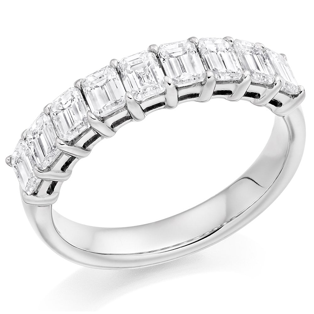 Platinum 1.55ct emerald cut diamond eternity ring