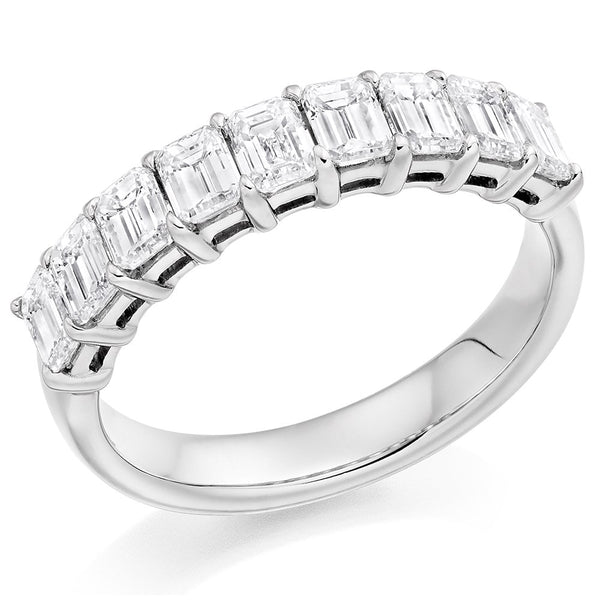 Platinum 1.55ct emerald cut diamond eternity ring