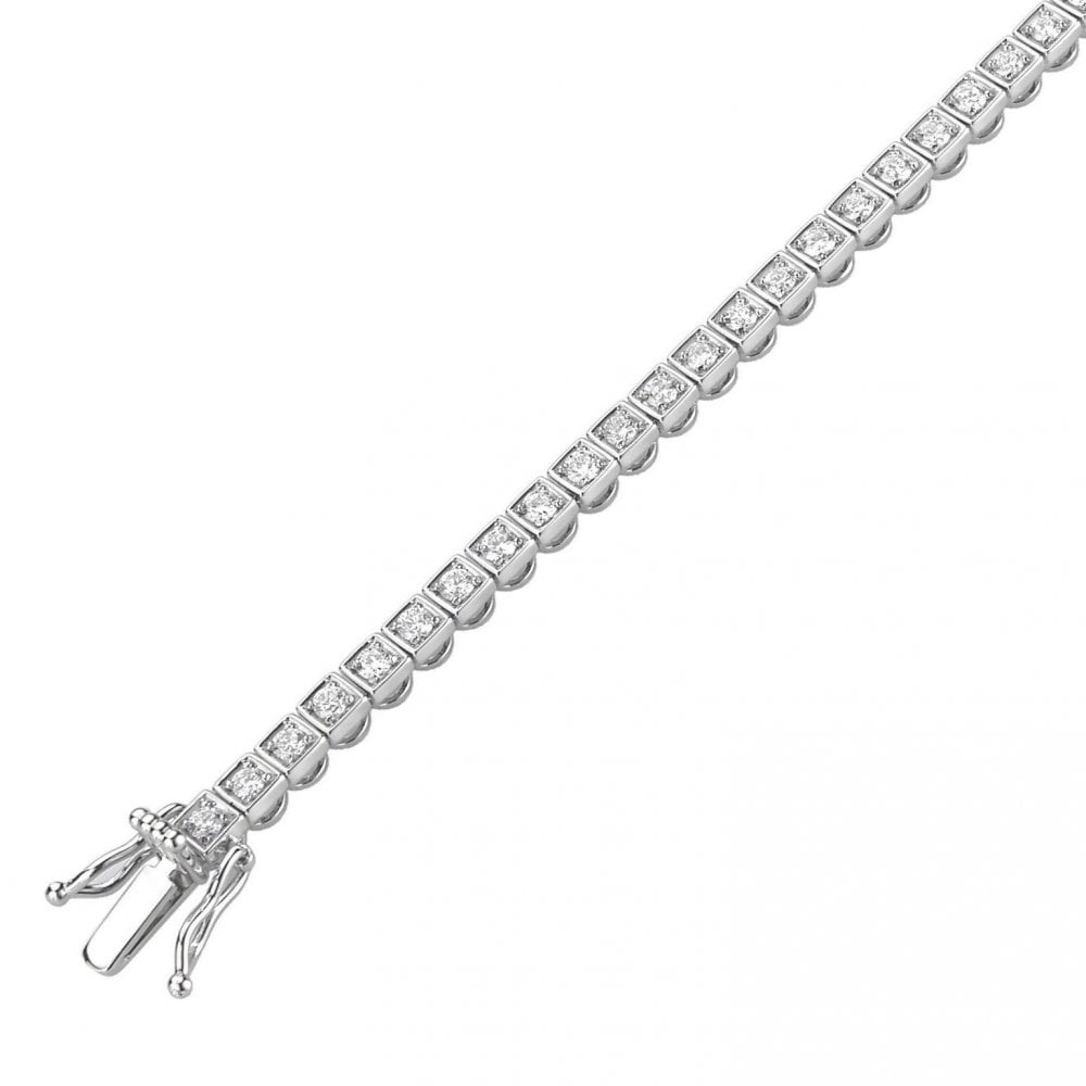 18ct white gold 2.00ct round brilliant diamond tennis bracelet
