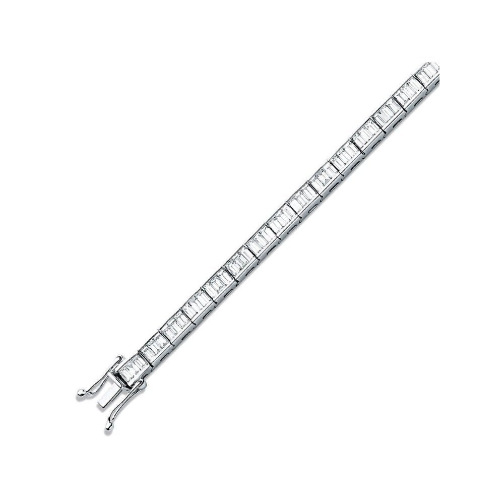 18ct white gold 5.00ct baguette cut diamond tennis bracelet