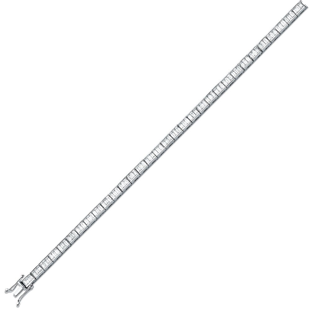 18ct white gold 5.00ct baguette cut diamond tennis bracelet