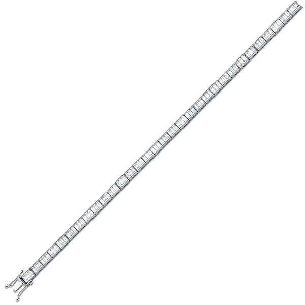 18ct white gold 3.00ct baguette cut diamond tennis bracelet