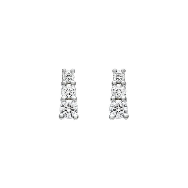 Platinum 0.75ct round brilliant cut diamond trilogy earrings