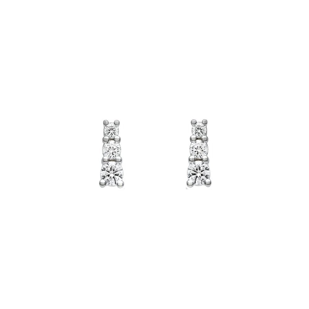 Platinum 0.33ct round brilliant cut diamond trilogy earrings