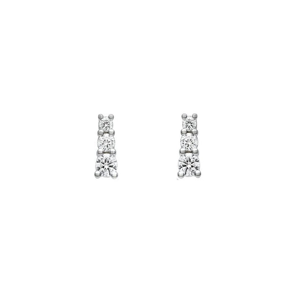 Platinum 0.33ct round brilliant cut diamond trilogy earrings