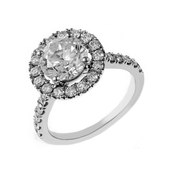 Platinum 1.02ct F VVS2 GIA round brilliant diamond halo ring