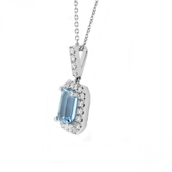 Platinum 0.83ct aquamarine & 0.39ct diamond pendant