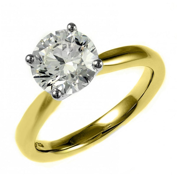 18ct yellow gold 1.01ct F SI1 GIA round brilliant diamond ring