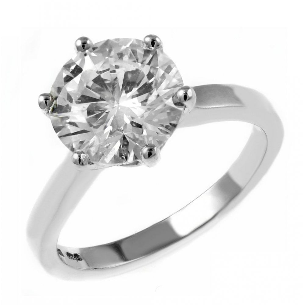 Platinum 4.01ct D SI2 IGI round brilliant cut diamond ring