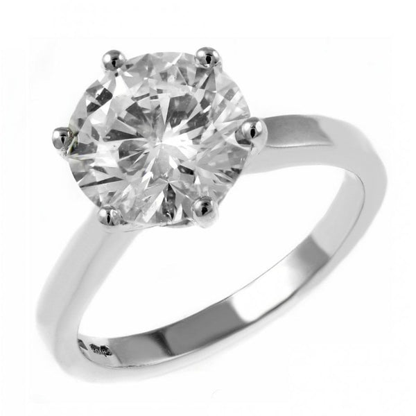Platinum 4.01ct D SI2 IGI round brilliant cut diamond ring