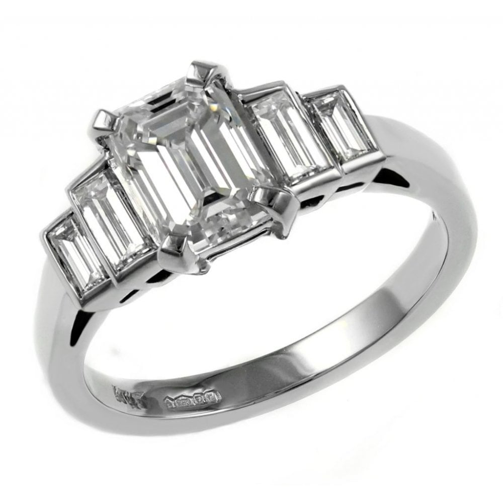 Platinum 1.00ct D VS1 GIA emerald cut diamond ring