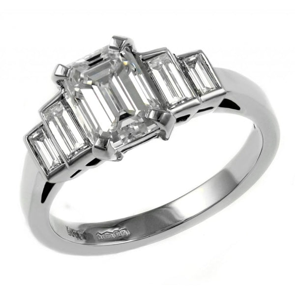 Platinum 1.00ct D VS1 GIA emerald cut diamond ring