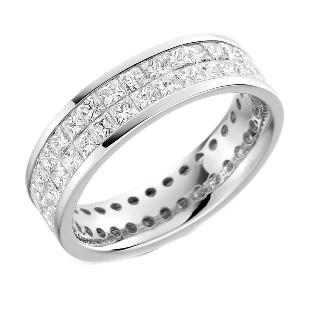 Platinum 2.80ct princess cut 2 row diamond full eternity ring