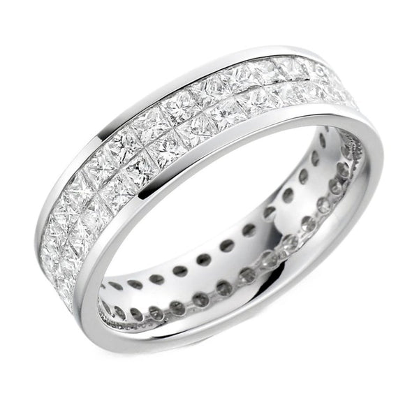 Platinum 2.80ct princess cut 2 row diamond full eternity ring