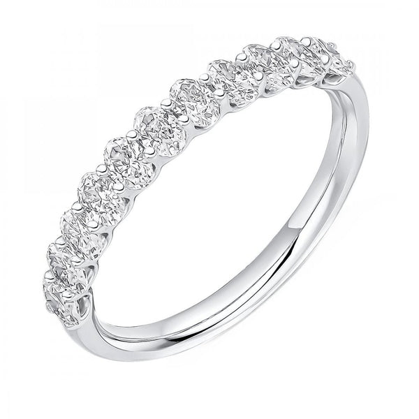 Platinum 0.80ct oval cut diamond half eternity ring