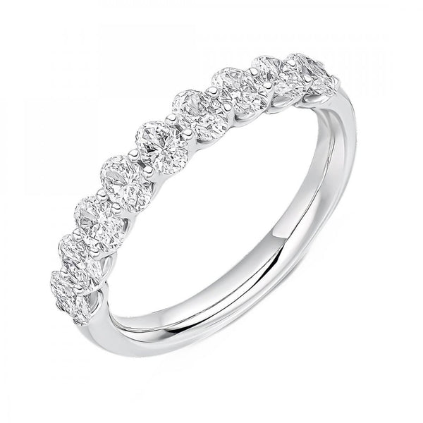 Platinum 1.10ct oval cut diamond half eternity ring