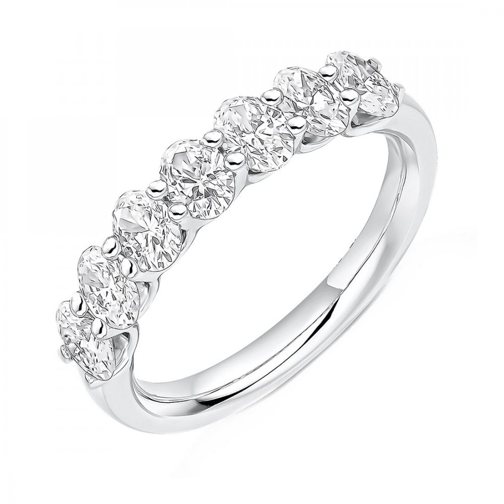 Platinum 1.40ct oval cut diamond half eternity ring
