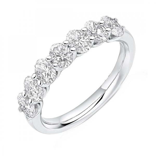 Platinum 1.40ct oval cut diamond half eternity ring