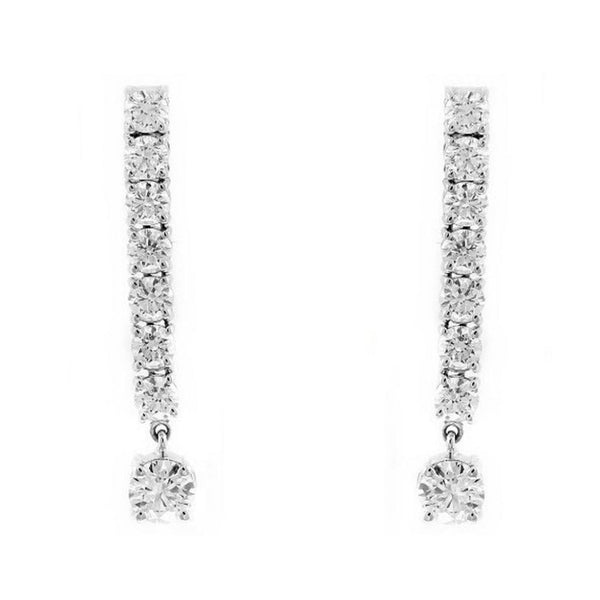 18ct white gold 1.98ct round brilliant cut diamond drop earrings