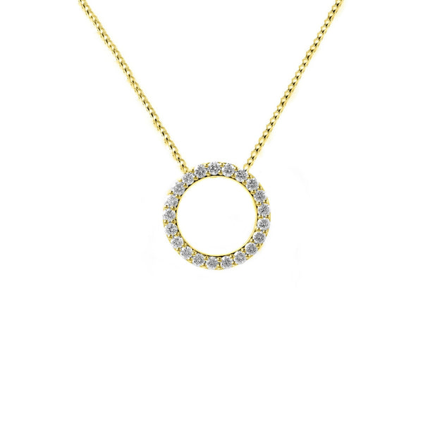 18ct yellow gold 1.00ct open circular diamond pendant
