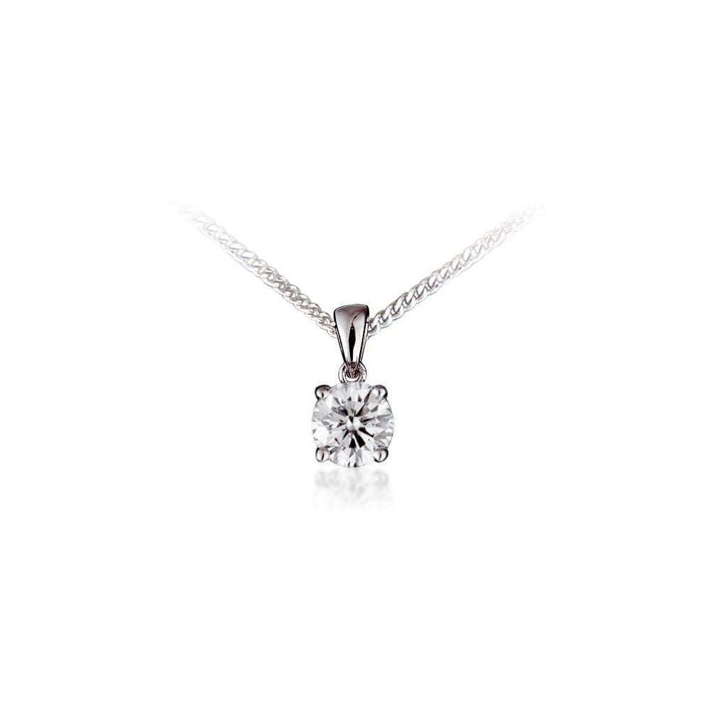 Platinum 0.91ct round brilliant cut diamond pendant