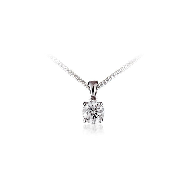Platinum 0.91ct round brilliant cut diamond pendant