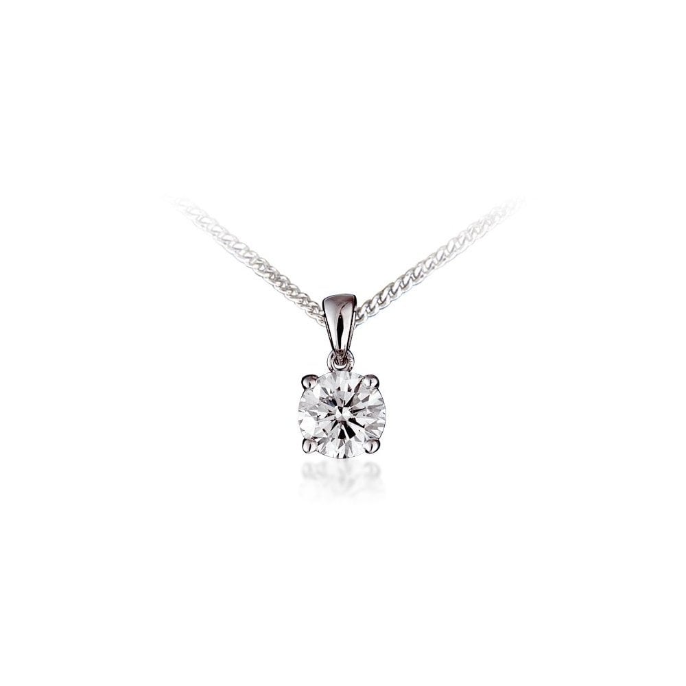 18ct white gold 1.00ct round brilliant cut diamond pendant