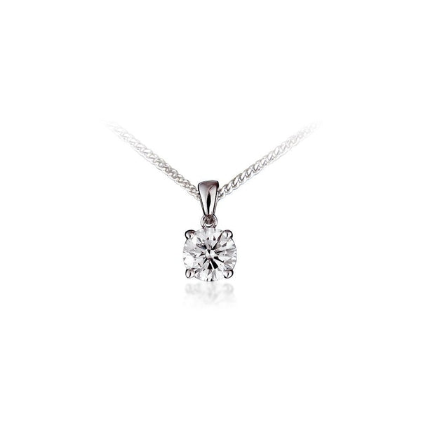 18ct white gold 1.00ct round brilliant cut diamond pendant