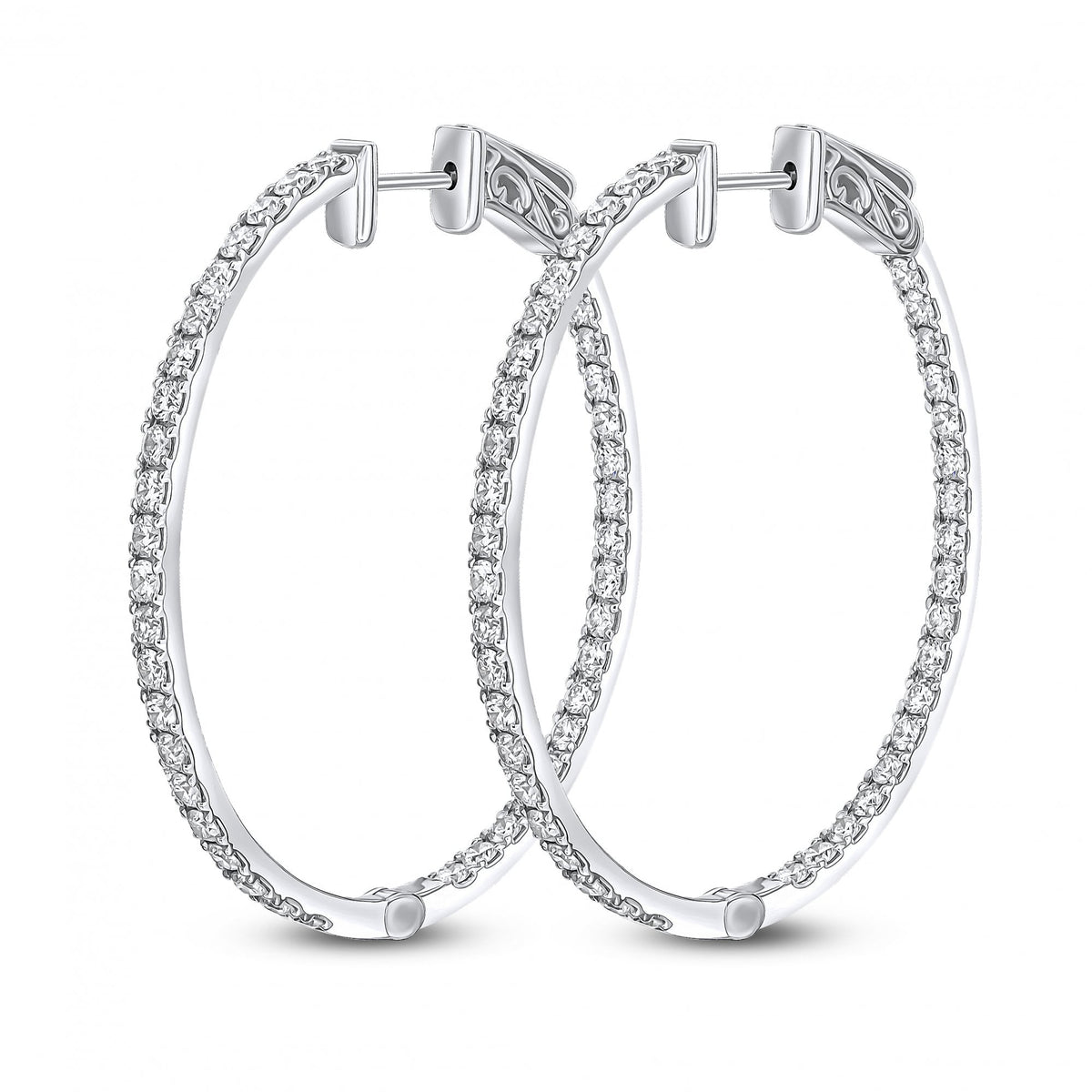 18ct white gold 2.60ct round brilliant cut diamond hoop earrings