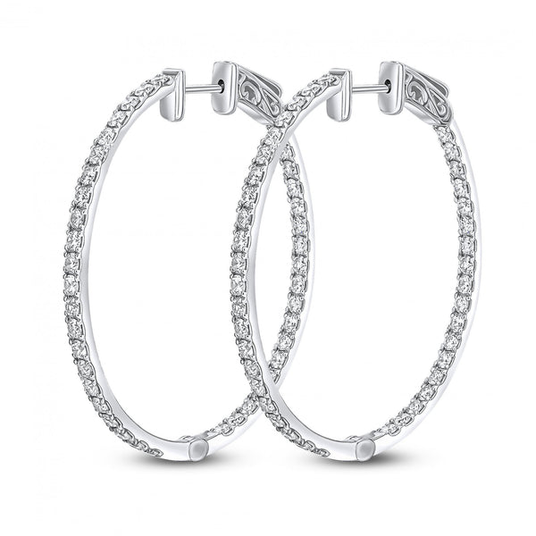 18ct white gold 2.60ct round brilliant cut diamond hoop earrings