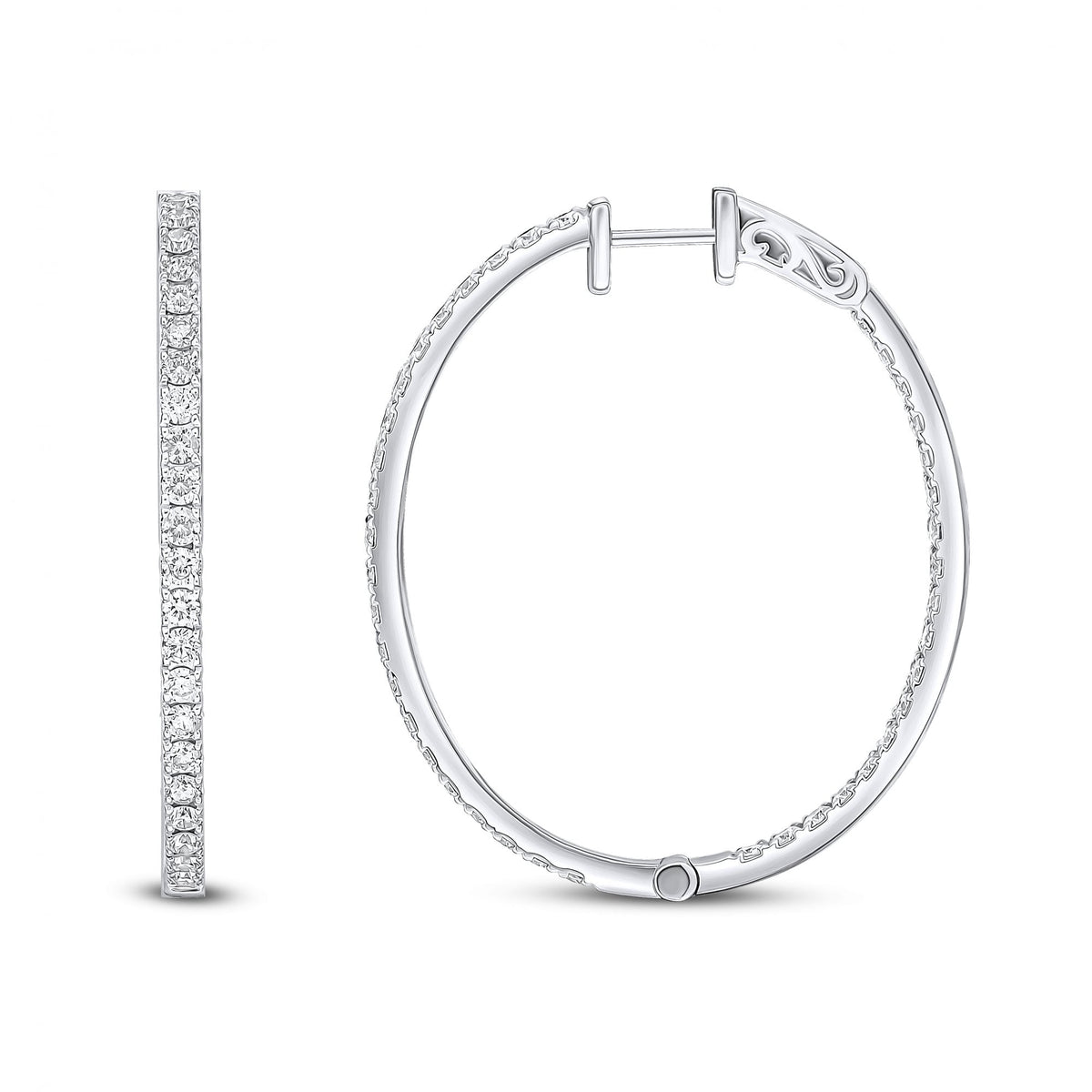 18ct white gold 2.60ct round brilliant cut diamond hoop earrings