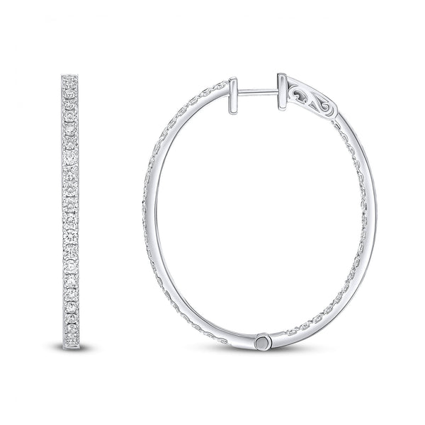 18ct white gold 2.60ct round brilliant cut diamond hoop earrings
