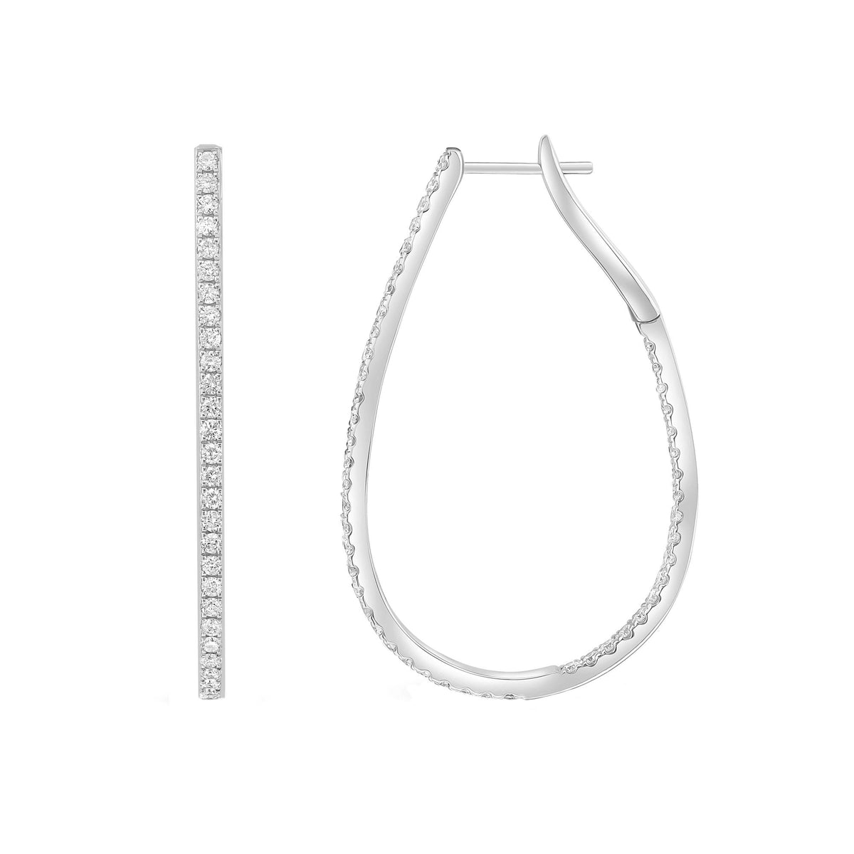 18ct white gold 1.52ct round brilliant diamond hoop earrings