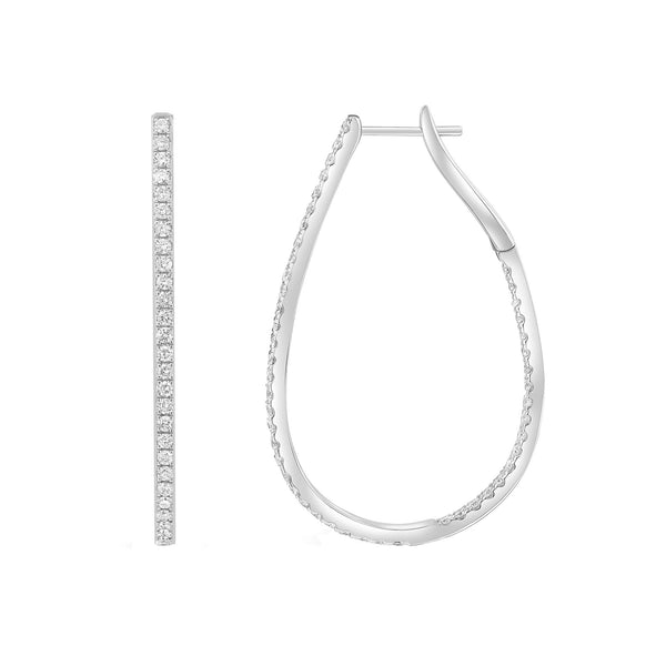 18ct white gold 1.52ct round brilliant diamond hoop earrings