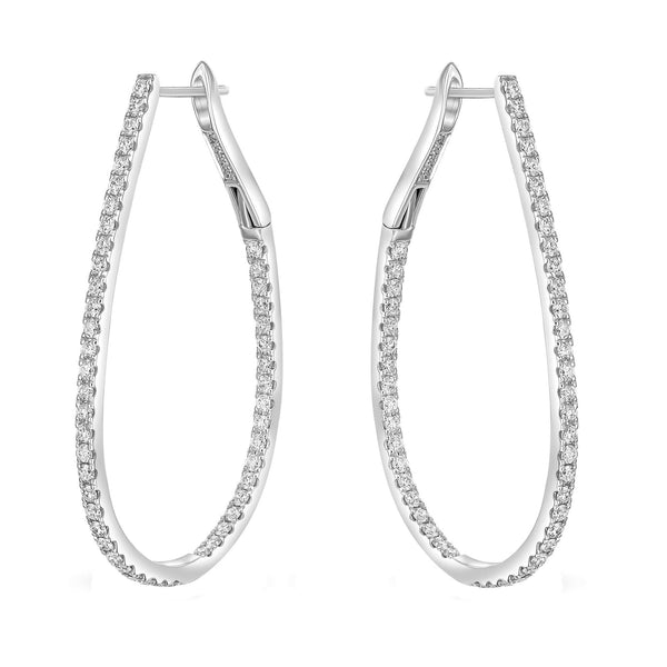 18ct white gold 1.52ct round brilliant diamond hoop earrings