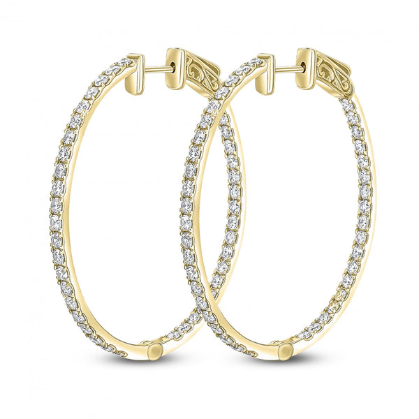 18ct yellow gold 2.60ct round brilliant diamond hoop earrings