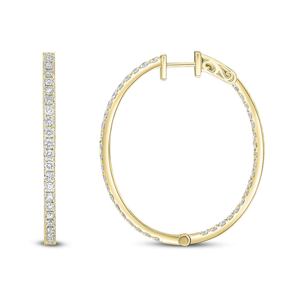 18ct yellow gold 2.60ct round brilliant diamond hoop earrings