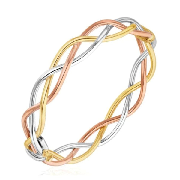 9ct multi gold 12.0mm solid plait bangle